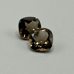 6.95 Carat Smoky Quartz Cushion Faceted Cut - Set of 2 Loose Stones