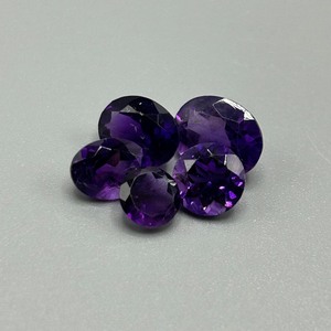 7.50 Carat Amethyst Round & Oval Faceted Cut - Set of 5 Loose Stones