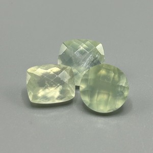 11.50 Carat Prehnite Mixed Checkerboard Cut - Set of 3 Loose Stones