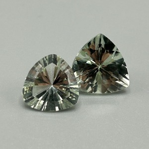 11.90 Carat Light Green Prasiolite Quartz Trillion Starburst Cut - Set of 2 Loose Stones