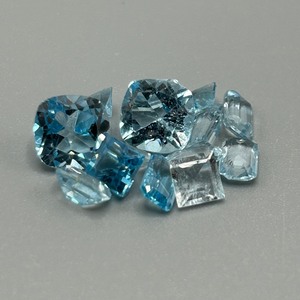 12.64 Carat Blue Topaz Mixed Cut - Various Size, Color & Shape Assorted Lot of Loose Stones