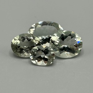 13.70 Carat Light Green Prasiolite Quartz Oval Faceted Cut - Set of 4 Loose Stones