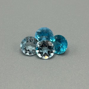 6 Carat Blue Topaz Round Faceted Cut - Various Size & Color Set of 4 Loose Stones