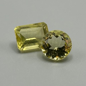 4.45 Carat Lemon Yellow Quartz Emerald & Round Faceted Cut - Set of 2 Loose Stones