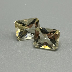 7.60 Carat Lemon Yellow Quartz Square Emerald Cut - Set of 2 Loose Stones