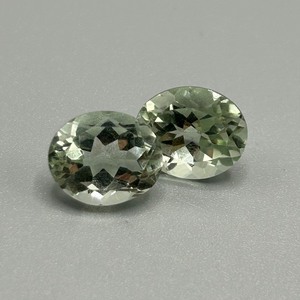 9.60 Carat Light Green Prasiolite Quartz 12x10mm Oval Faceted Cut - Set of 2 Loose Stones