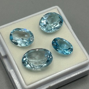 11 Carat Blue Topaz Oval Faceted Cut - Set of 4 Loose Stones