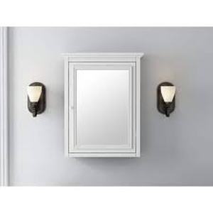 lot 26 image: Home Decorators Collection Fremont 24 in. W x 30 in. H Rectangular Wood Framed Wall Bathroom Vanity Mirror in White Customer Returns See Pictures