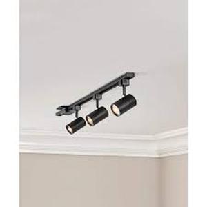 lot 34 image: Lot of Hampton Bay 4 ft. Black Integrated LED Linear Track Lighting Kit with Cylinder Heads 3-Light  Customer Returns See Pictures