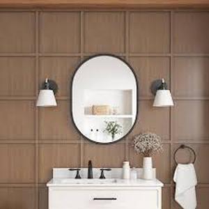 lot 36 image: Home Decorators Collection Emmeline 24 in. W x 32 in. H Oval Framed Wall Mount Bathroom Vanity Mirror in Black Customer Returns See Pictures