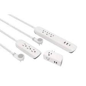 lot 54 image: Commercial Electric 4 ft. Multiple Outlet and Wall Mounted Surge Protector Set (3-Pack)   Customer Returns See Pictures