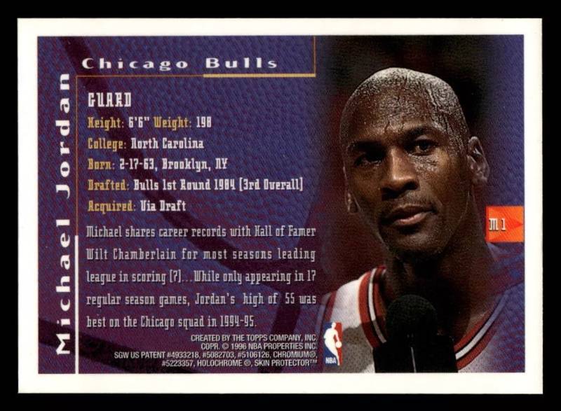 lot 11 image: 1995 Finest Mystery Unpeeled Michael Jordan #M1 RARE