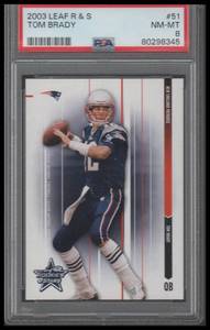 lot 16 image: PSA 8 2003 Leaf Rookies & Stars Tom Brady #51