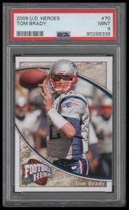 lot 15 image: PSA 9 2009 U.D. Heroes Tom Brady #70