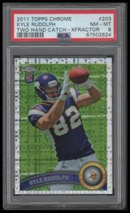 lot 19 image: PSA 8 2011 Topps Chrome Xfractor Kyle Rudolph Rookie #203