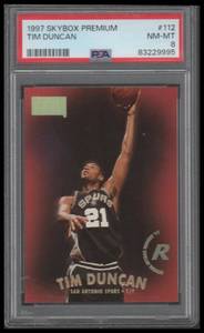 lot 24 image: PSA 8 1997 Skybox Premium Tim Duncan Rookie #112