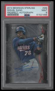 lot 22 image: PSA 9 2014 Bowman Sterling Prospect Autograph Miguel Sano #MS