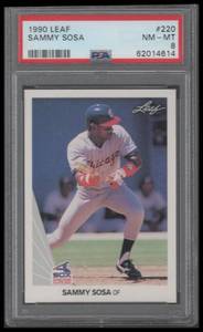 lot 27 image: PSA 8 1990 Leaf Sammy Sosa Rookie #220