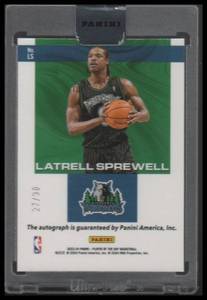 lot 32 image: 2023 Panini POD Autograph Latrell Sprewell Serial #2730