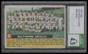 lot 6 image: CSG 4.5 1956 Topps Baltimore Orioles #100
