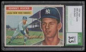 lot 5 image: CSG 3.5 1956 Topps Johnny Kucks #88