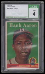 lot 9 image: CSG 4 1958 Topps Hank Aaron #30