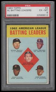 lot 30 image: PSA 6 1963 Topps AL Batting Leaders - Mickey Mantle #2