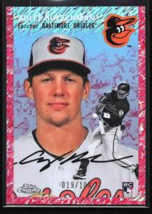 lot 110 image: 2023 Topps Chrome Platinum Pink Refractor Adley Rutschman Rookie #400 Serial #19100