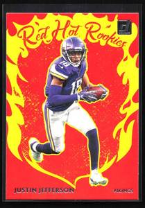 lot 125 image: 2020 Donruss Red Hot Rookies Justin Jefferson Rookie Card