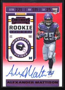 lot 135 image: 2019 Contenders Rookie Ticket Autograph Alexander Mattison Rookie #134