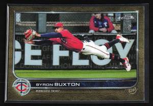 lot 147 image: 2022 Topps Chrome Ben Baller Gold Refractor Byron Buxton #174 Serial #2750