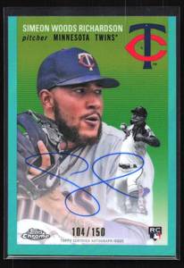 lot 149 image: 2023 Topps Chrome Platinum Aqua Autograph Simeon Woods Richardson Rookie Serial #104150
