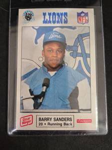 lot 166 image: 1989 Detroit Lions Oscar Mayer Claussen Barry Sanders Rookie Card #11 RARE