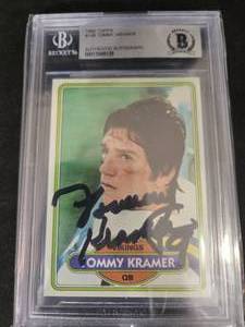 lot 168 image: Beckett Authentic Autograph 1980 Topps Tommy Kramer Rookie Card #138