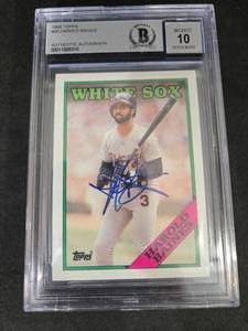 lot 169 image: Beckett Authentic Autograph HOFer 1988 Topps Harold Baines #35