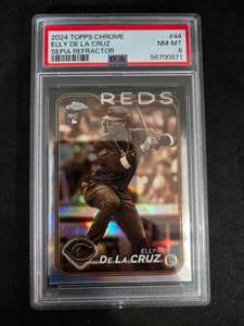 lot 170 image: PSA 8 2024 Topps Chrome Sepia Refractor Elly De La Cruz Rookie #44