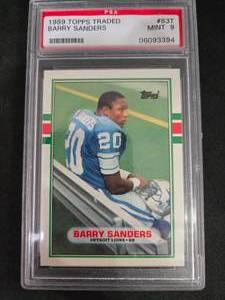lot 171 image: PSA 9 1989 Topps Traded Barry Sanders Rookie Card #83T