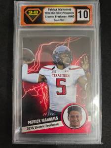 lot 181 image: 3-D Grading 10 Crown Mint 2014 Hot Shot Propects Patrick Mahomes Rookie