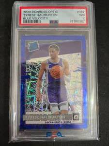 lot 194 image: 2020 Donruss Optic Blue Tyrese Haliburton Rookie Card Psa 7