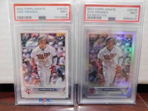 lot 98 image: (2) PSA 9 2022 Topps Update Rainbow Foil & Base Jose Miranda Rookies #US120