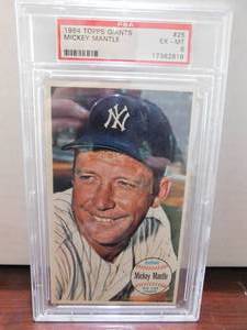 lot 96 image: PSA 6 1964 Topps Giants Mickey Mantle #25