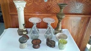 lot 696 image: Eclectic  Candle Holders, And Dcor.