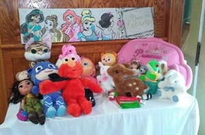 lot 737 image: Mixed Collection of Plush Dolls and Toys with Princess Backpack