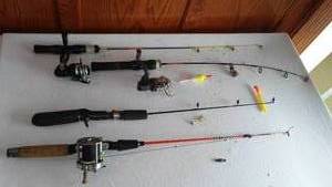 lot 649 image: Collection of Vintage Fishing Rods (4) and Reels (3)