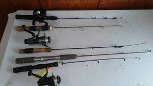 lot 650 image: Collection of Vintage Fishing Rods (5) and Reels (3)