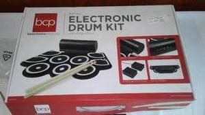 lot 677 image: NEW BCP Portable Electronic Drum Kit with Sticks and Connection Cables
