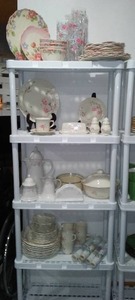 lot 753 image: Vintage Pfaltzgraff Tea Rose Dishware, Serving Dishes, Melamine Dishware and More.