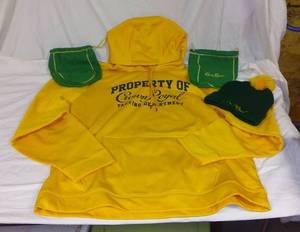 lot 342 image: Crown Royal Yellow Hoodie with Matching Beanie and Two Pouches - Size XL