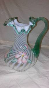 lot 345 image: Fenton Glass Meadow Beauty Opalescent Swirl Optic 7.5 Inch Tall
