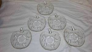 lot 350 image: Set of 6 Vintage Hazel Atlas Clear Glass Apple Serving Dishes